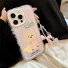 Pink Puppy Mirror Apple 16 Mobile Phone Case 14ProMax Girl IPhone 15 Suitable for 12 Bow Hanging Chain