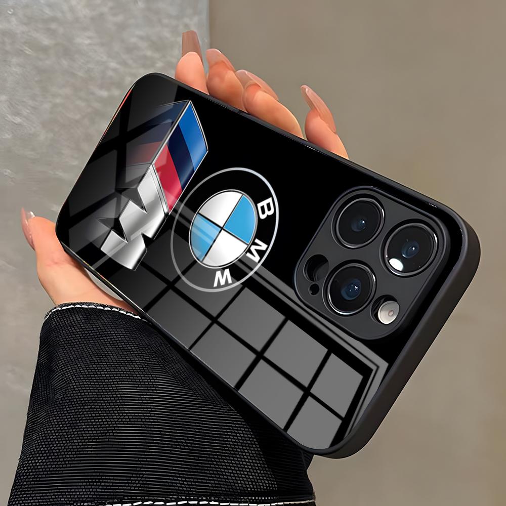 Сине-красный автомобиль Для B-Bmw Логотип SE Чехол для телефона Для IPhone 17 Pro Max 16 15 14 Pro Max 13 11 X Xs Xr 8 7Plus Стеклянная крышка