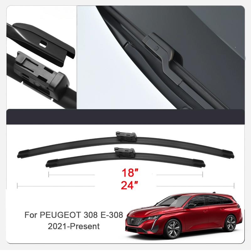2шт автомобильные щетки стеклоочистителя для PEUGEOT 208 308 408 GT 408X 508 2008 3008 5008 E-208 E-308 E-508 E-2008 резина для лобового стекла