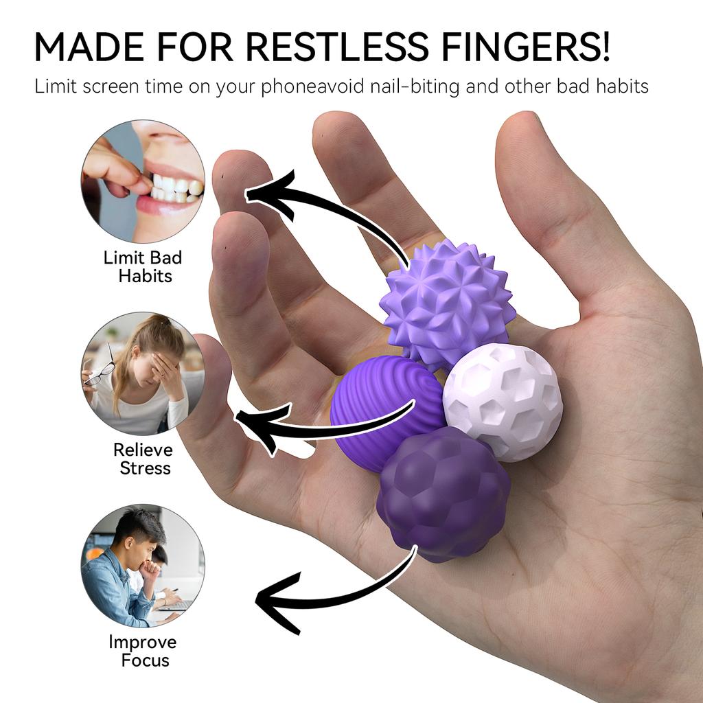 4PCS Silicone Magnetic Sensory Balls Trigger Point Fascia Yoga Ball Muscle Acupoint Roller Foot Hand Relief Stress Sensory Toy