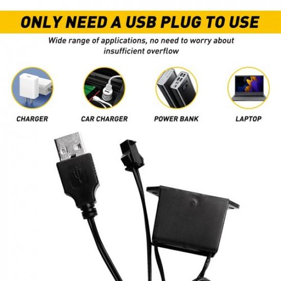 16 футов USB светодиодная декоративная полоса для салона автомобиля, световая полоса для атмосферы автомобиля, аксессуары, синий, 12 В