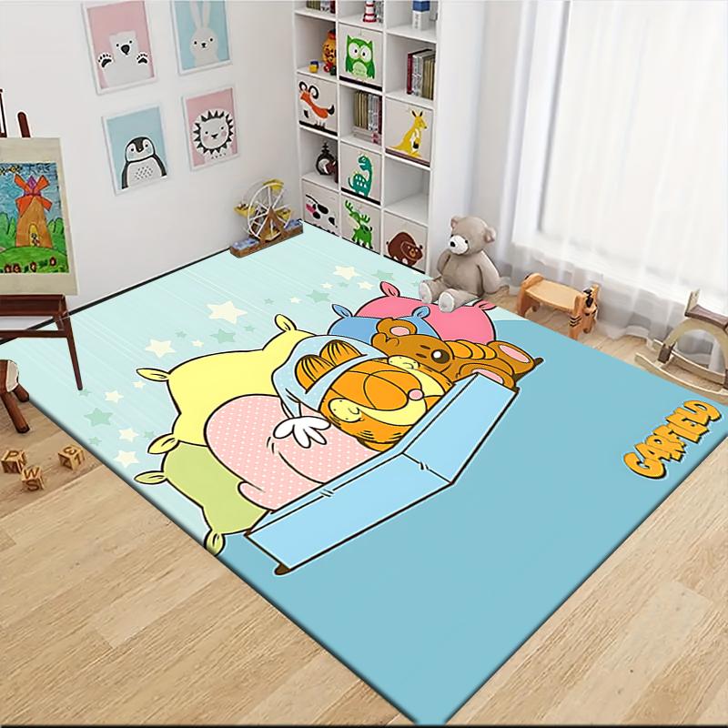 1Pc Garfield'S Cozy Nap Carpet Rug Customizable Soft Washable Antislip Home Living Room Sofa Mats Personalized Rug 091776
