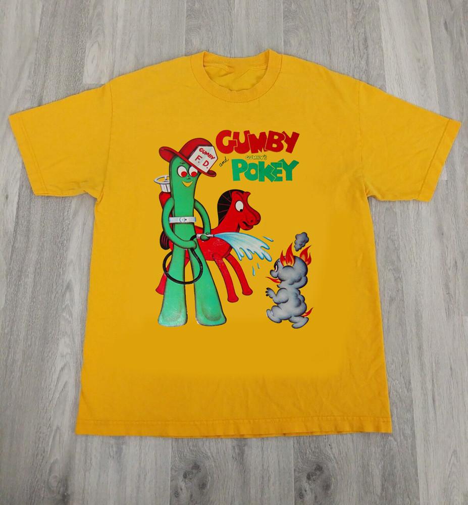 Gumby and Pokey Firemen Unisex 100% Cotton T-Shirt Gold GS241 Unisex T-Shirt