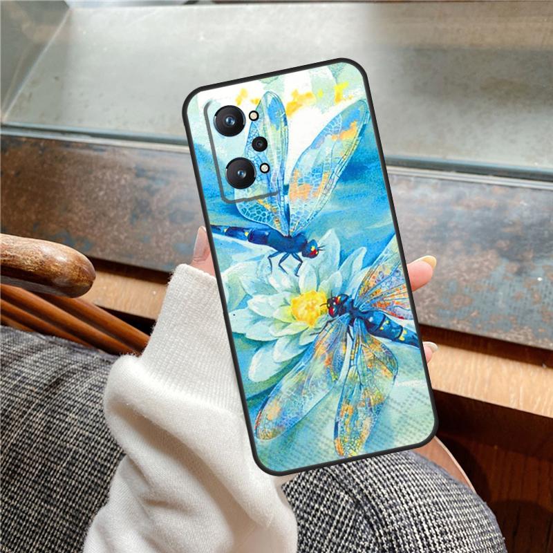 Роскошный чехол 'Стрекоза' для Realme 11 12 13 14 Pro Plus C53 C55 C51 C25 C63 C61 C65 C67 C71 C75 GT6 GT7 15 Pro