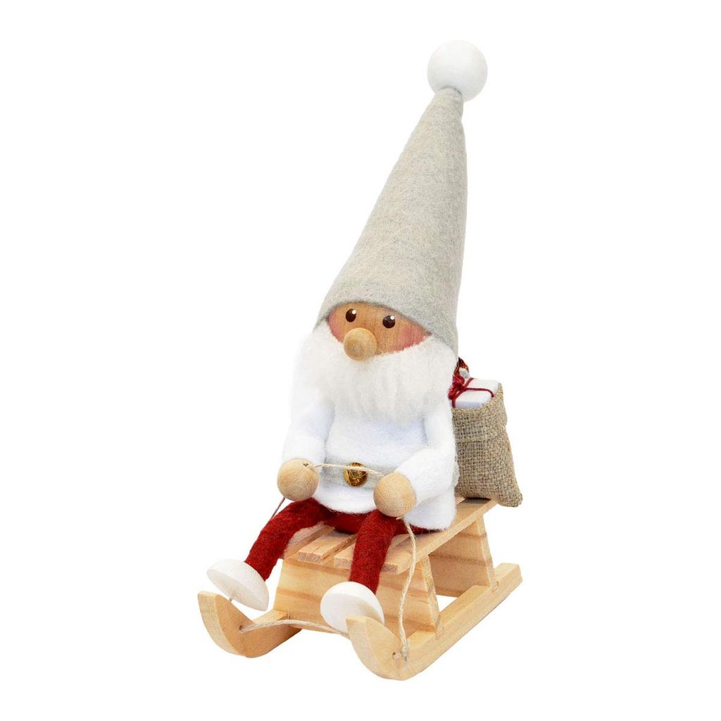 NORDIKA Nisse Nordica Nisse Christmas Wooden Doll Riding a (Santa Sleigh)