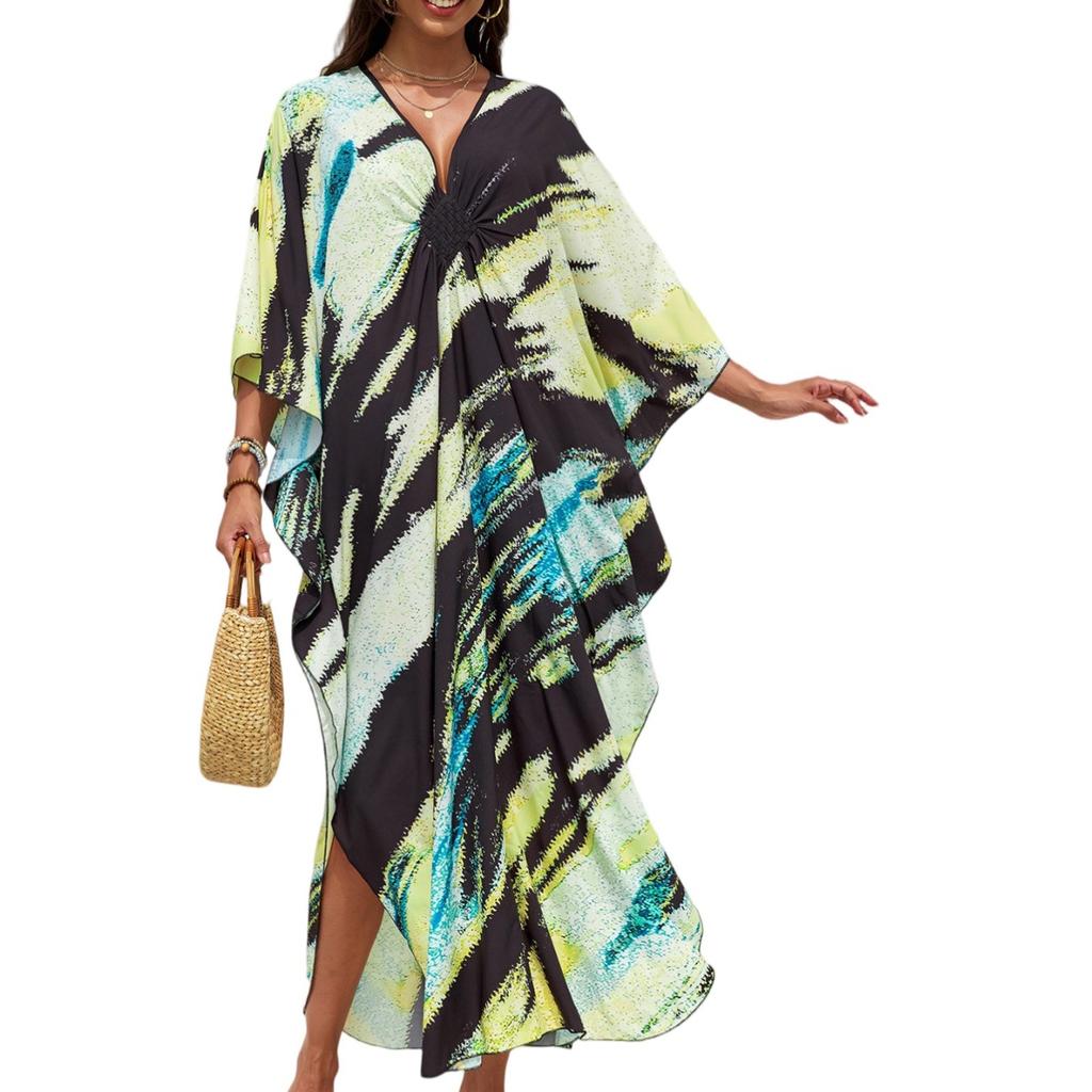 Women's Dress, Colorful Floral Prints, Vacation Loose Robe, Bikini, Sun-protective Smock