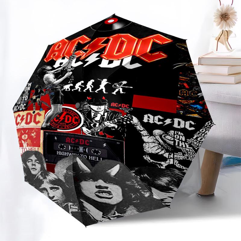 1 шт. AC/DC Highway to Hell Автоматически открывающийся, Ветрозащитный, Компактный Дорожный Зонт, Подарок на День Рождения, Рождество, Деловому человеку 93021