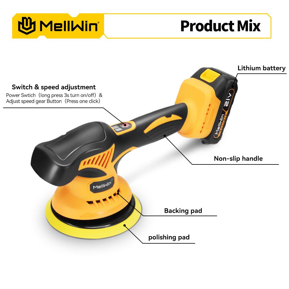 MELLWIN 150 мм беспроводной электрический полировальный станок для автомобиля 8 регулировок полировка автомобиля вощение шлифовальный электроинструмент подходит для Makita 21 В 18 В аккумулятор
