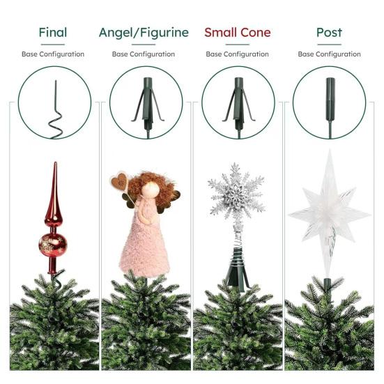 Christmas Tree Topper Holder Universal Twist-on Tree Topper Stabilizer Plastic Green Support Rod with Adjustable Attachments