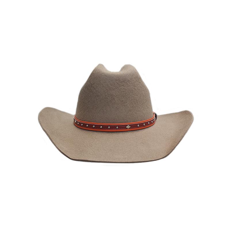 Direct Supply Cowboy Hat Fashion Wool Cowboy Hat Solid Color Denim Style Sheep Felt Hat