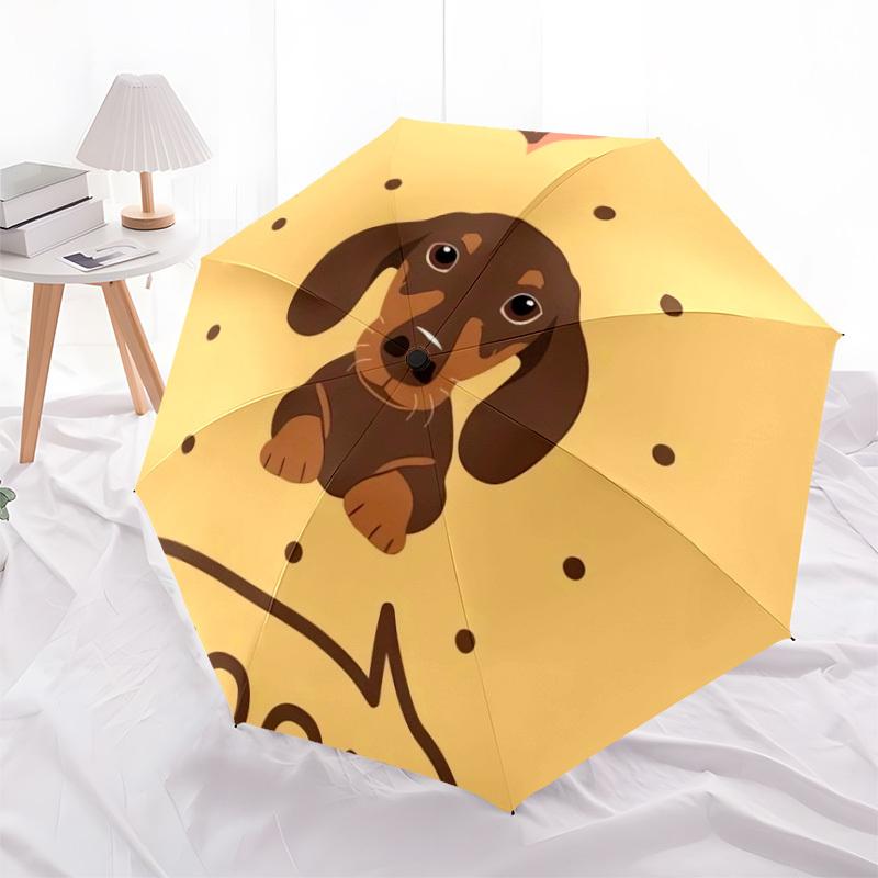 1pc Dachshund Love Umbrella with Plastic Handle,Suitable for All Seasons Home Travel Outdoor UmbrellaDD327