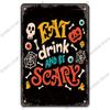 Счастливый Хэллоуин Ретро Плакат Металлическая Пластина Джек-О-Фонарь Черная Кошка Ведьма Металлические Оловянные Вывески Винтаж Хэллоуин Вечеринка Гостиная Дома