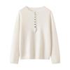 Lekasha Women's 7-Gauge Cashmere Half-Zip Round Neck Button-Up Sweater