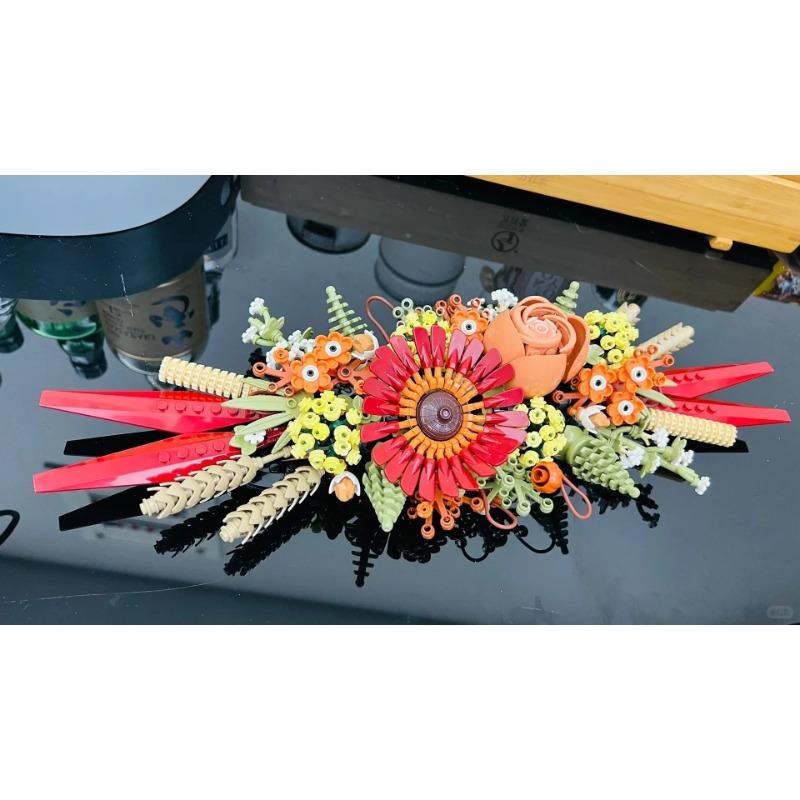 Романтический букет роз, строительные блоки 10280, креативный домашний стол, украшение для растений, сборные кирпичи, игрушки, подарки для девочек, леди