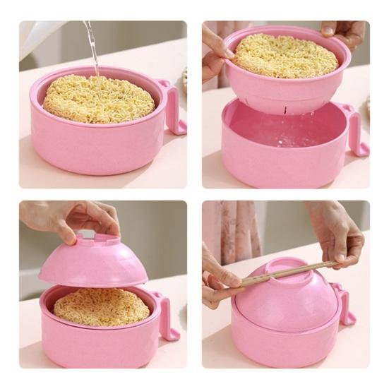 Набор мисок для приготовления лапши рамэн с ручками, ложка, быстрая варка рамэн для студенческого общежития