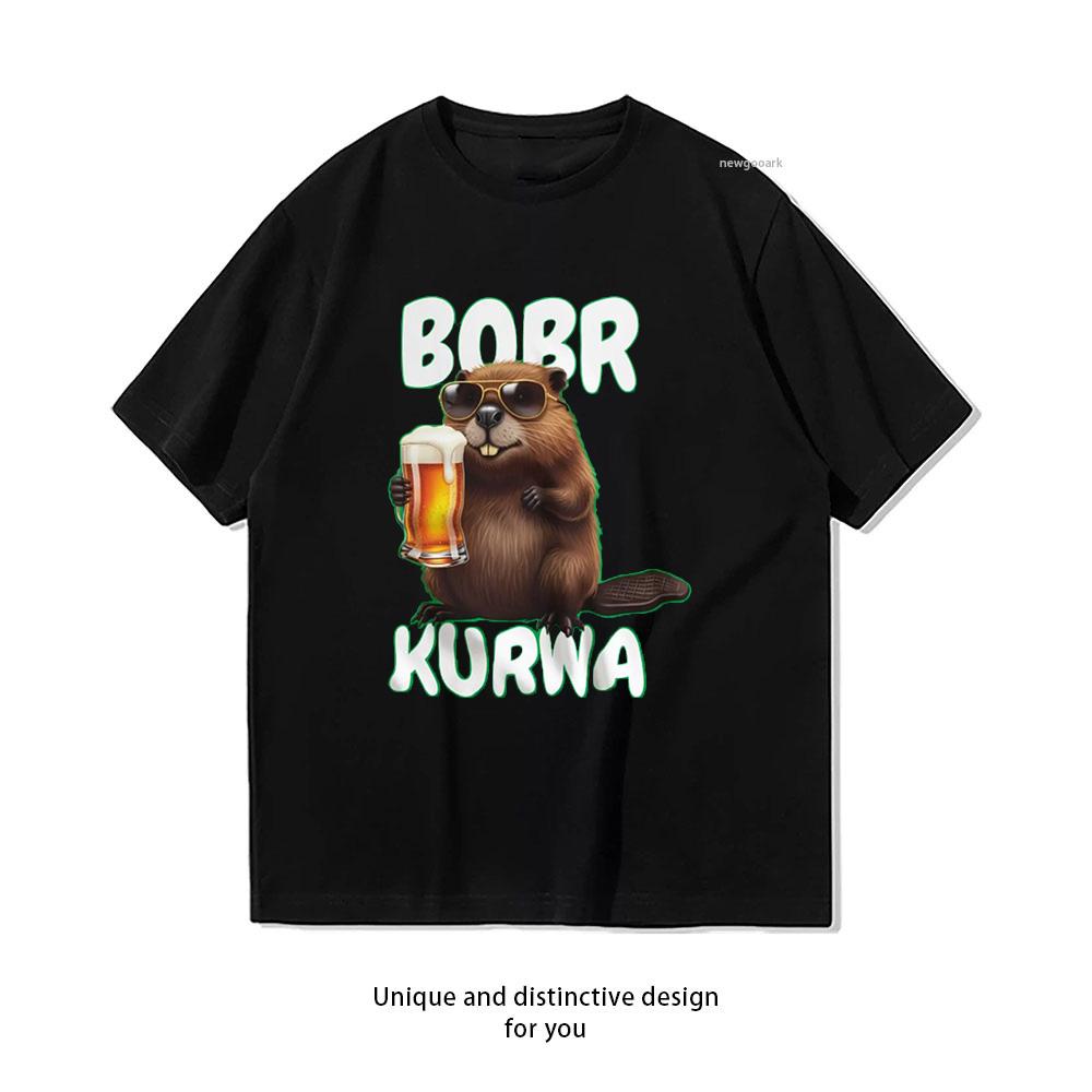 Bóbr Kurwa Ja pierdolę Meme Tshirt Woman Man Summer Oneck Breathable Graphic T Shirts Casual Outdoors Tops Tee