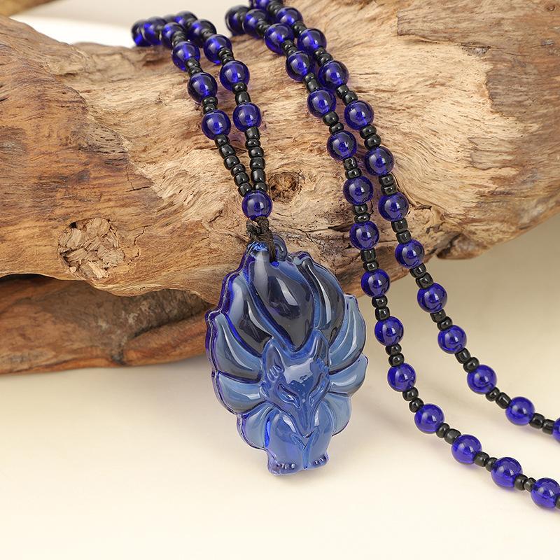 Ожерелье с подвеской в виде девятихвостой лисы, унисекс, китайское животное, вырезанное вручную, лиса, для мужчин и женщин, подарочное украшение на цепочку для свитера