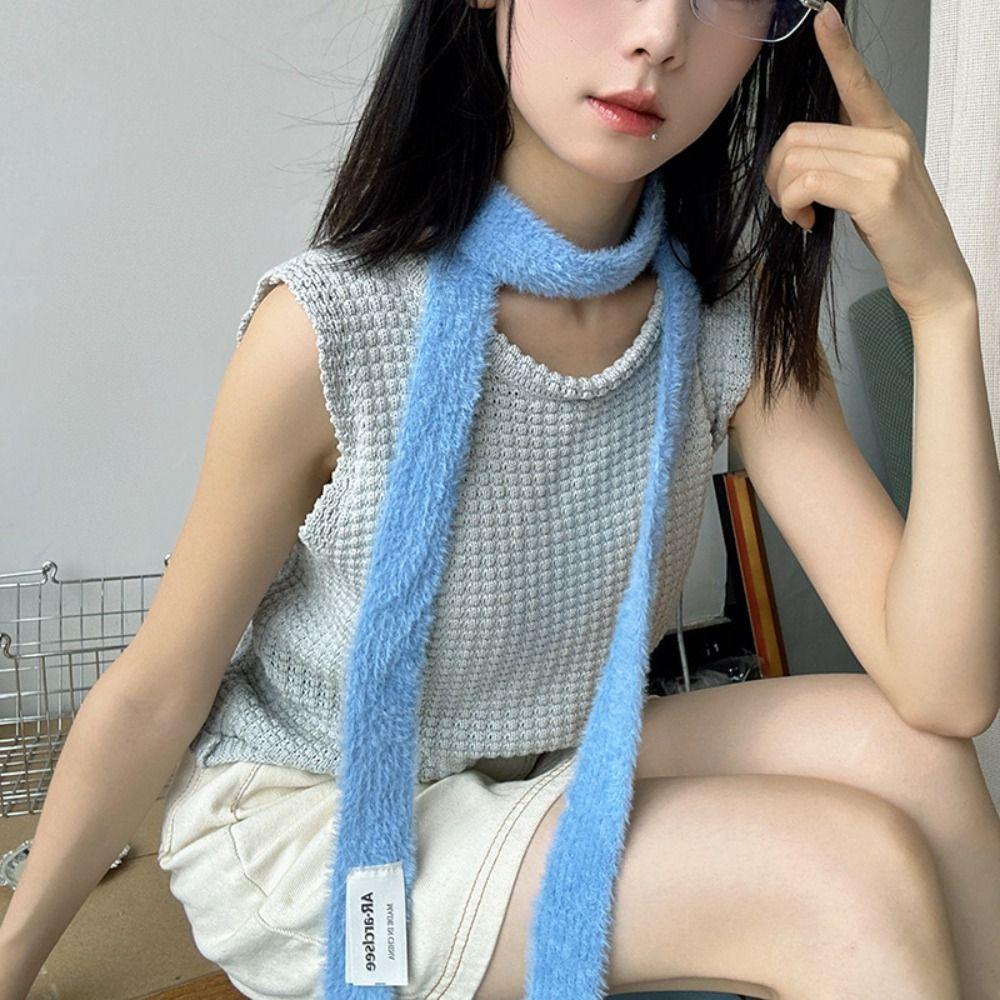 Harajuku Wool Shawl Y2K Long Narrow Scarves All-match Knitted Scarf Autumn/Winter