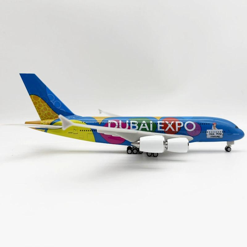 Модель самолета Emirates A380 в масштабе 1/240, окраска Dubai Expo, модель самолета, смола 30 см, коллекционные самолеты со стойкой