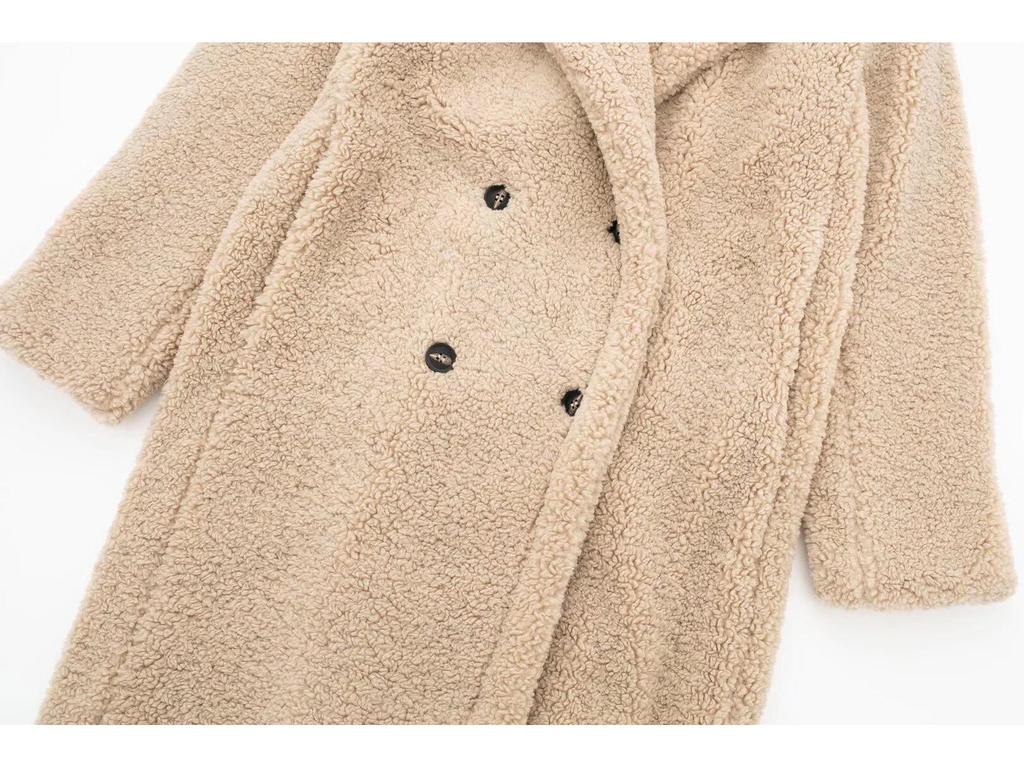 Двубортное шерстяное пальто из флиса - Толстое теплое осенне-зимнее пальто для европейского и американского рынков (1255700)