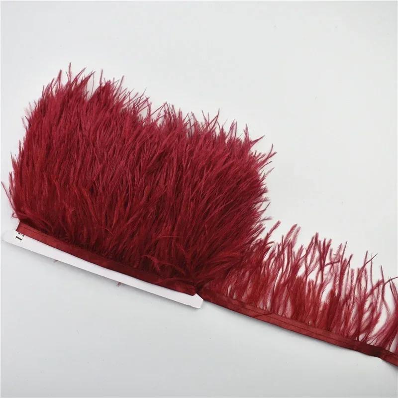 Feather1Meters Ostrich Feathers on Tape Ribbon Fringe Trim 8-10cm DIY Skirt Sewing Trimmings Clothes White Feather DIY Decor Decoration