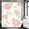 Pink Flower Shower Curtain, Bathroom Decorative Shower Curtain, Waterproof Shower Curtain with Hooks