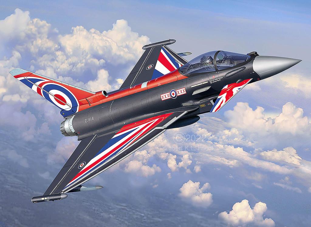 German Revell Scale Royal Air Force Eurofighter Typhoon Blackjack Plastic Model Kit 03820 1/48 (Molded Color)