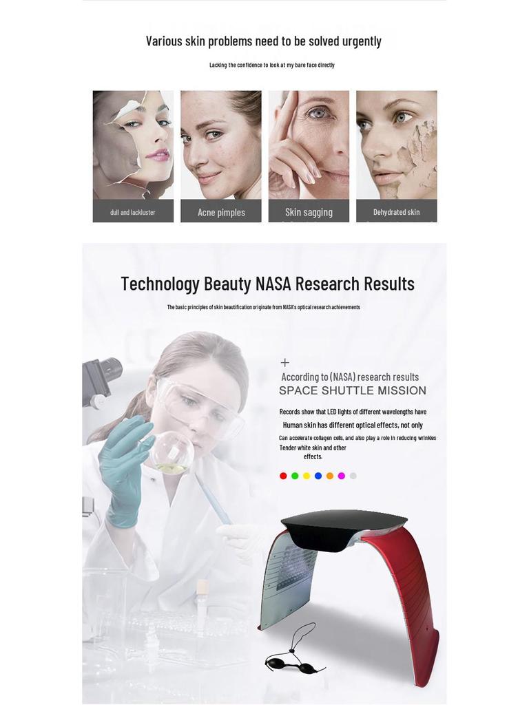 Foldable 7-Color LED Spray Spectrometer: Reduces Acne, Moisturizes, Whitens, and Tightens Pores