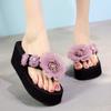 Fashion Bohemia Style Flower Platform Flip Flops For Women Summer Shoes Thick Sole Light Weight Girls Home Beach Slippers Wedge Sandals