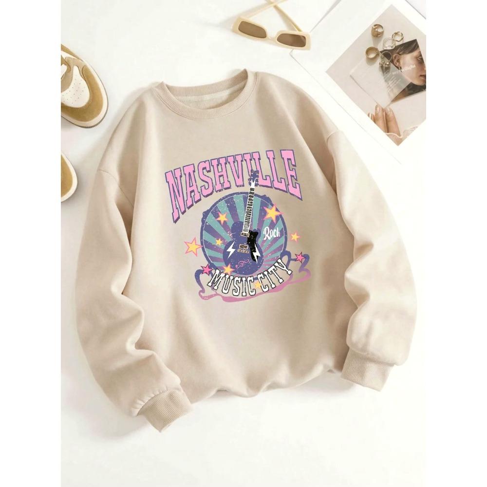 Street Woman Pullover Nashville Music Cith Poster Printing Hoodie Crewneck Loose Soft Sweatshirt Autumn Female Clothes