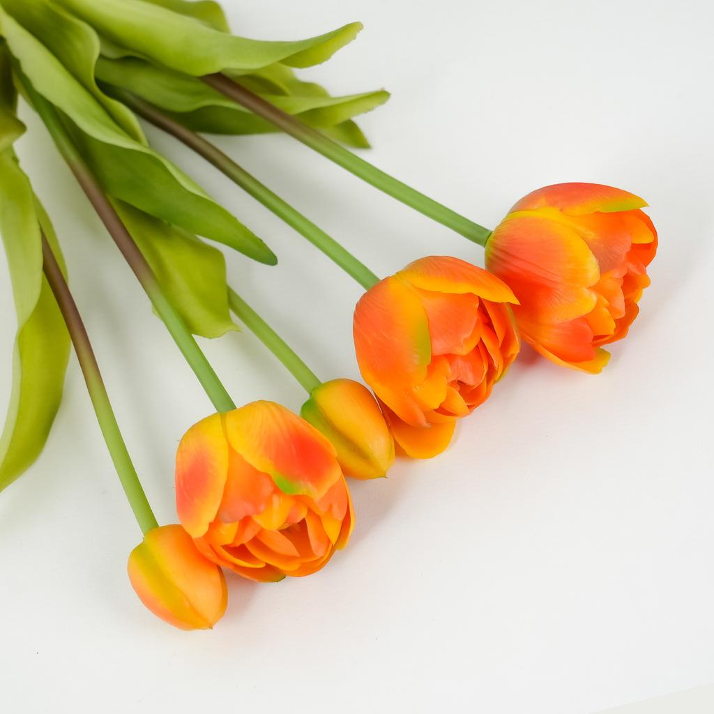 Мягкая резина 5-головый двойной тюльпан, Домашний светлый люкс, Высококлассный декоративный цветок-симуляция тюльпана