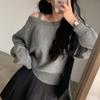 Winter Solid Vintage Knitted Pullovers Women Sexy Off Shoulder Sweaters Fashion Tops Female Fashion Casual Chic Clothes