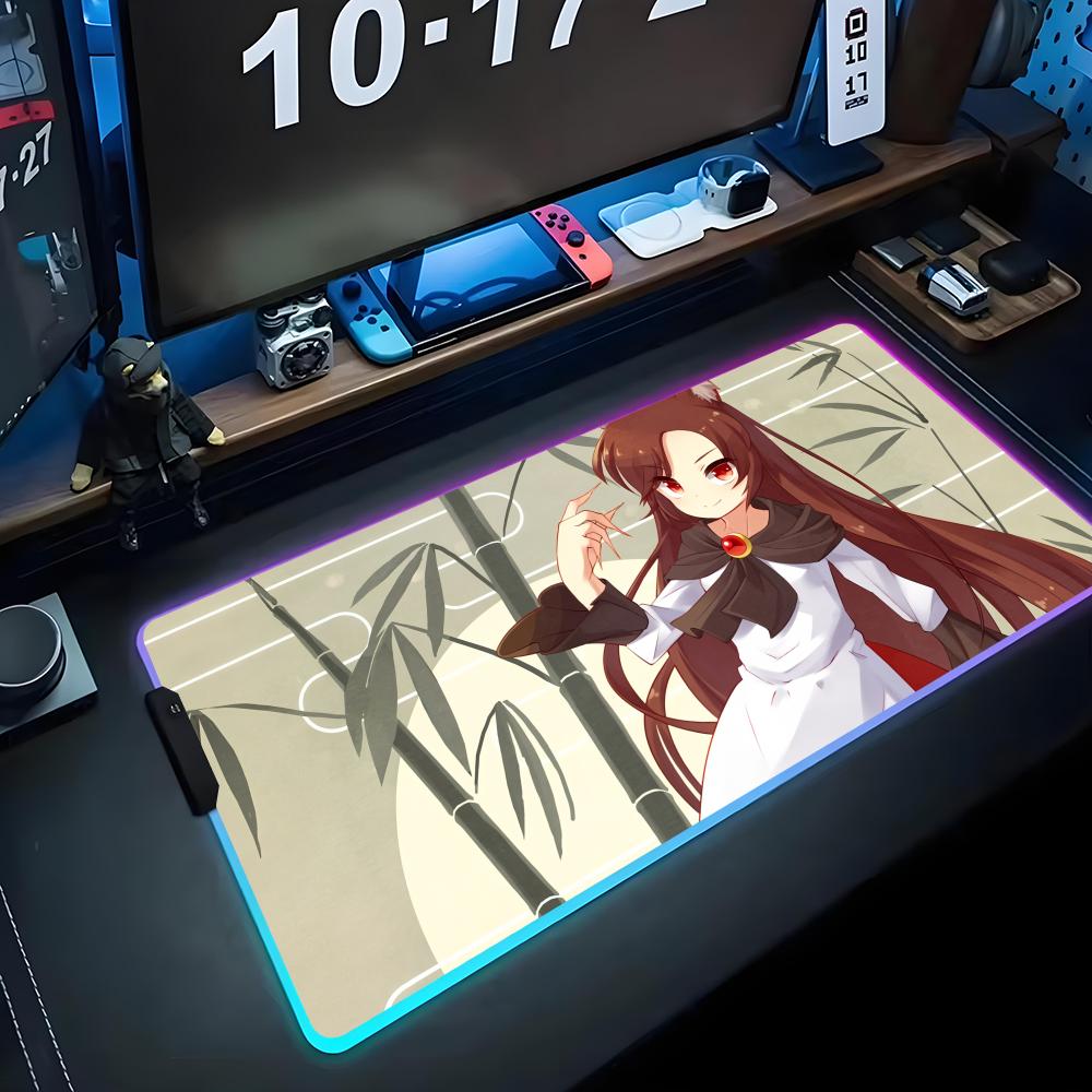 imaizumi kagerou Mouse Pad RGB Gaming Mousepad Big LED Pad PC Desk Mat Luminous Mouse Pad Large Keyboard Mats Table Rug With