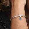 Pandora Stellar Blue Tilted Heart Pavé Pavé Charm 925 Silver Pendant Women's Blue 799404C01