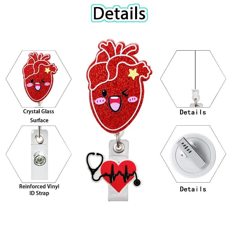 Унисекс Держатели для ID-карт с именем Выдвижной бейдж-ролик Мультяшные больничные медицинские иконки Милые броши-клипсы для медсестры и врача Брелоки