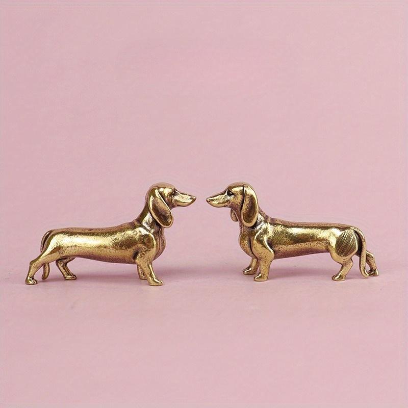 Статуэтка таксы из чистой меди, винтажные латунные фигурки, домашний декор, настольное украшение, миниатюры, антикварный чайный питомец, ремесла, подарки