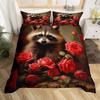 Cartoon Raccoon Bedding Set Cute Raccoon Duvet Cover For Kids Boys Girls Raccoon Lover Gift Wildlife Comforter Cover Twin Queen