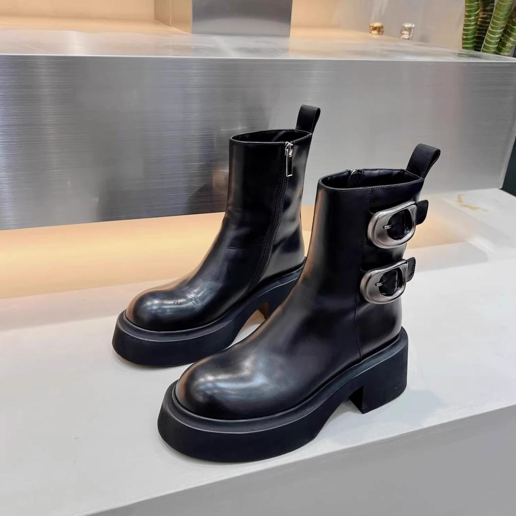 NEW Women Ankle Boots Eelgant Side Zippers Shoes Vintage Square Heels Autumn Winter Ladies Chelsea Booties