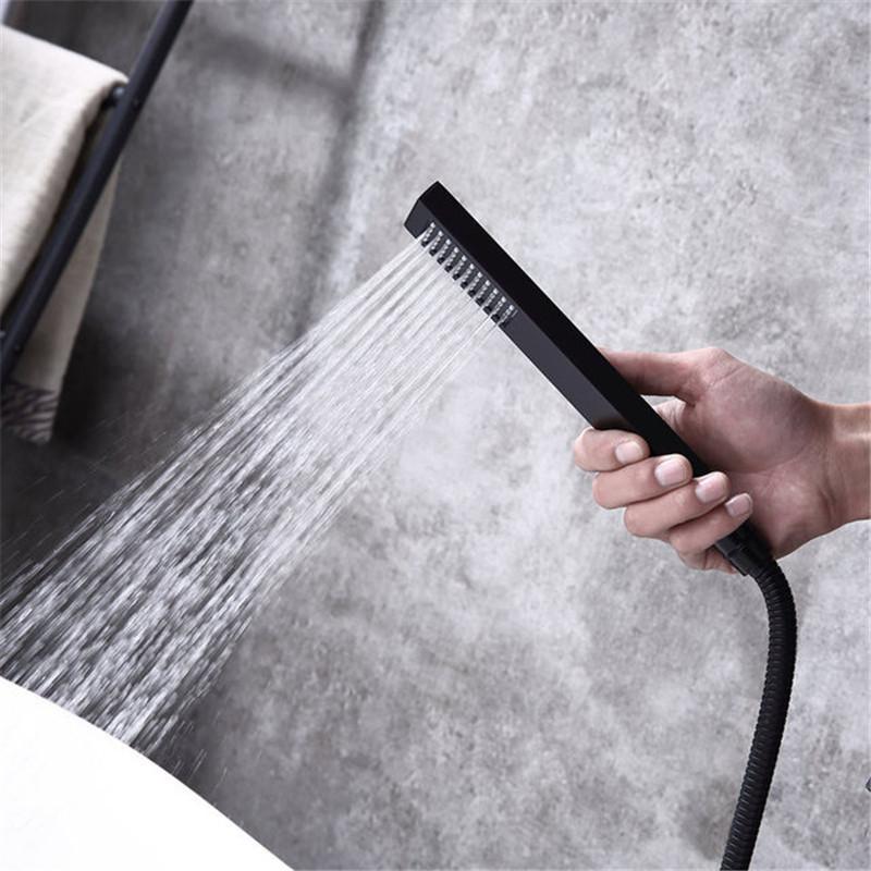 Tuqiu смеситель для ванны + ручной душ, отдельно стоящие розово-золотые смесители для ванны, напольный или настенный смеситель для ванны