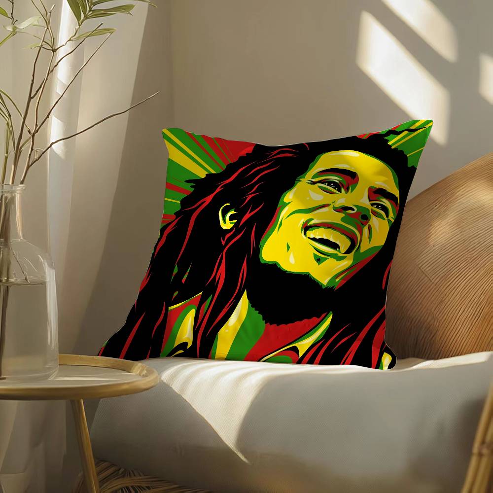 Музыка регги Боб Марли-Певец Наволочка Шелковистая элегантная Комфорт Диван-кровать Невидимая молния Пляжная наволочка