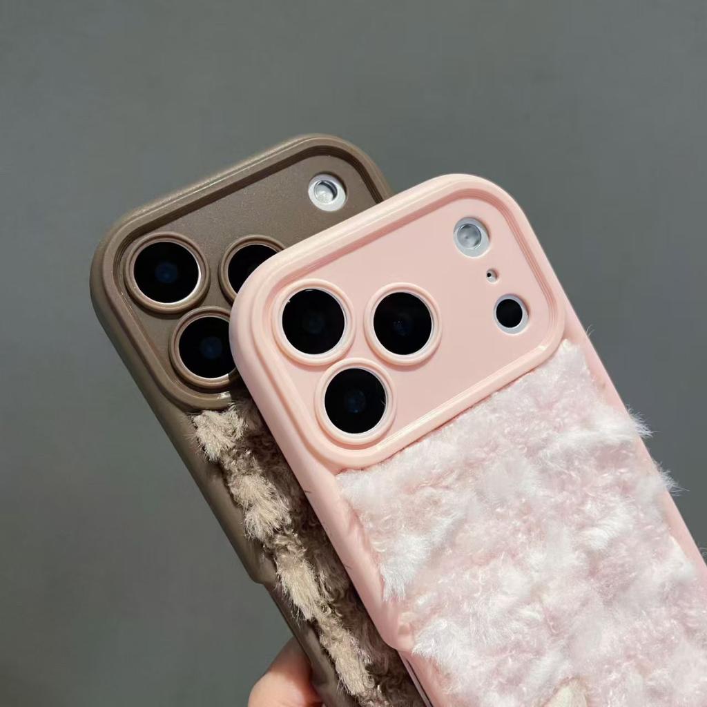 Мягкий Плюшевый Мех Пушистый Чехол Для Телефона Для iPhone 17 Air 13 14 15 11 12 Pro 16 17 Pro Max Меховой Теплый Ударопрочный Защитный Чехол для Линзы