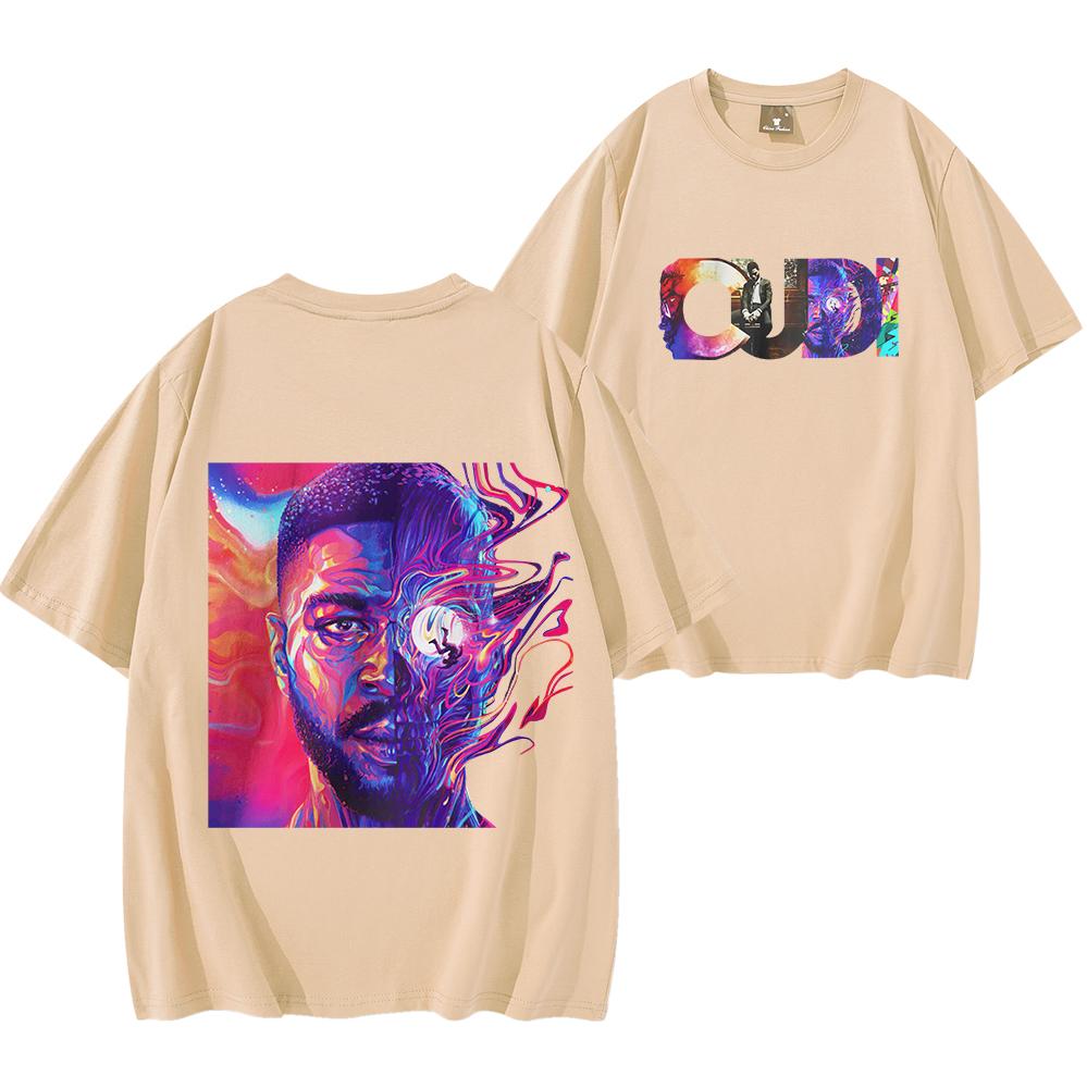 Футболка Cudi Man on The Moon Американский рэпер Мужская Женская С коротким рукавом Уличная одежда Хип-хоп Топы Одежда Y2K Подарки для фанатов