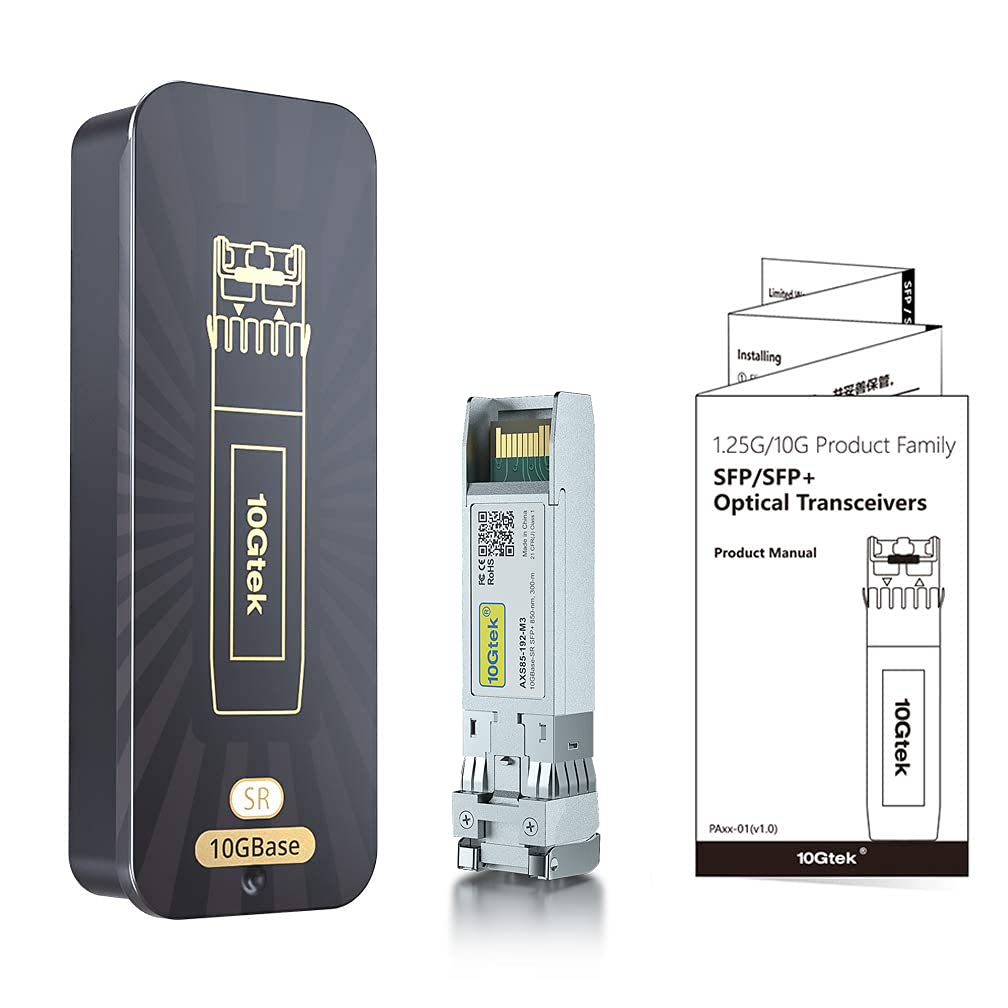 Модуль 10Gtek 10GBase-SR SFP+, 10G 850 нм MMF, до 300 м, Оптический трансивер, Совместим с Cisco SFP-10G-SR, Meraki MA-SFP-10GB-SR, Netgear, Ubiqu