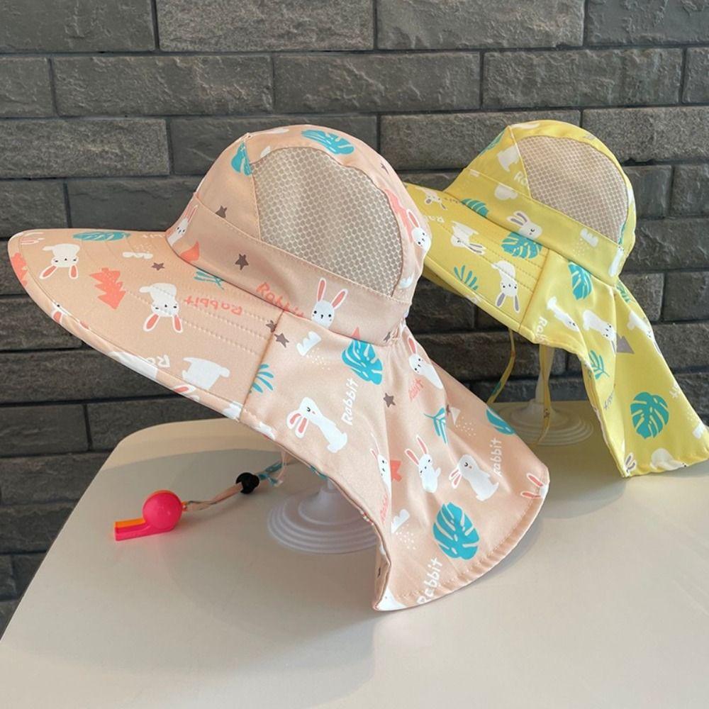 With Whistle Summer Baby Hat Neck Ear Cover Kids Beach Caps Outdoor Sports