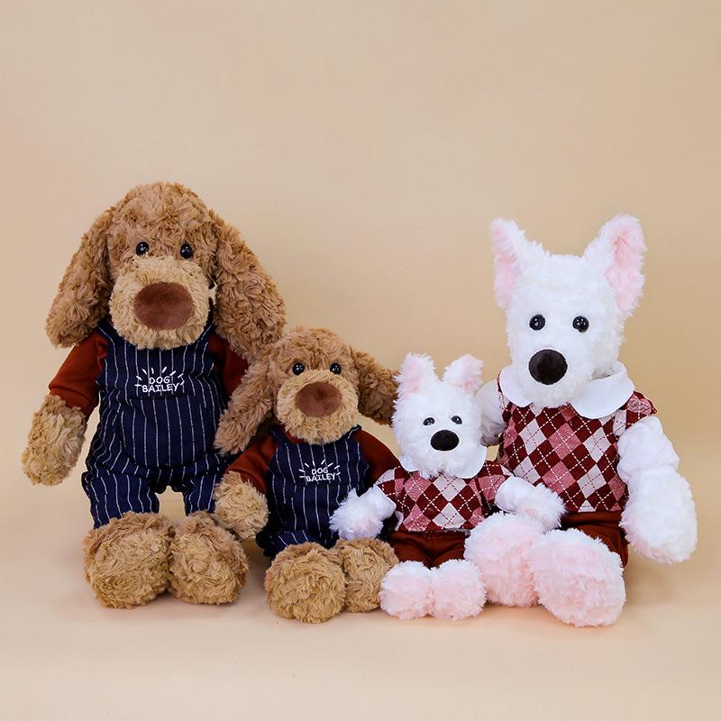 Cute College Style Couple Dog Plush Toy Male Poodle Doll Dressing Puppy Doll Pair Gift