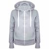Spring Autumn Casual Fleece Zipped Hoodie Coat Women Fashion Drawstring Sporty Hooded Coats Jackets Ladies Simple Sweatshirt Plus Size