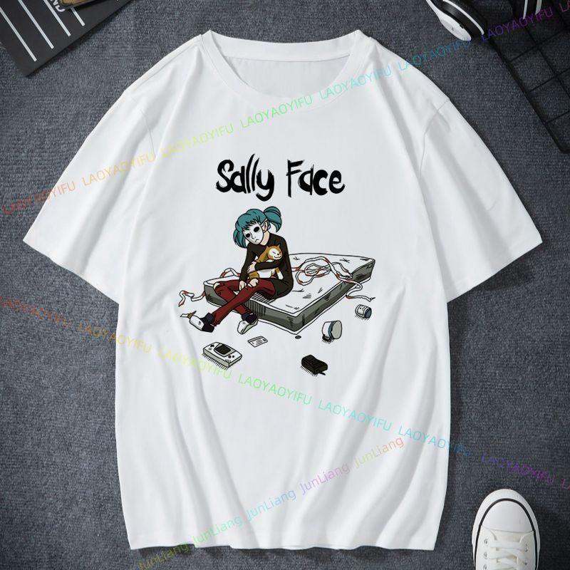 Мужская Женская Футболка Sally Face Магическая Маска Готическая Ретро Футболка Sally Face Классический Узор Футболка
