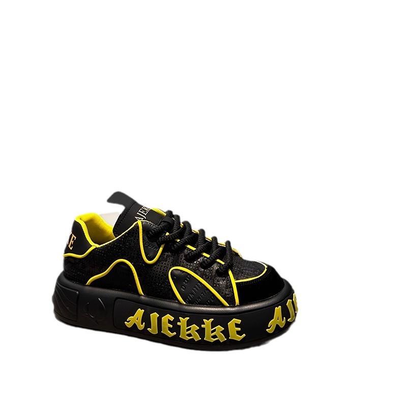 Модная мужская обувь 2025 года, осень, знаменитости из Интернета, новая толстая подошва, усиленная кожаная поверхность, дышащая, мягкая подошва, модная повседневная спортивная обувь для пап