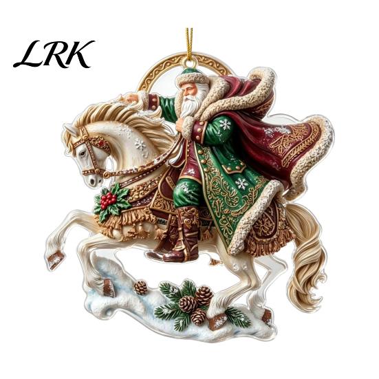 Украшения для Садовой Вечеринки, Санта Клаус на Лошади, Рождественское Украшение, Акриловый Подвес на Веревке, Сезонные Домашние Акценты, Праздничное Украшение для Елки в Гостиную