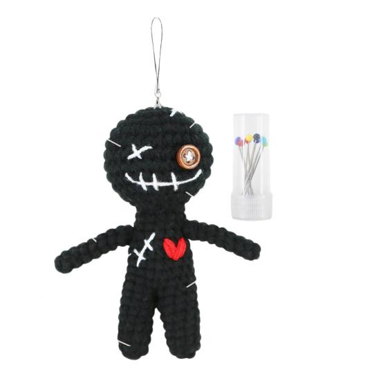 Positive Voodoo Doll Emotional Support Voodoo Doll with Pins Crocheted Voodoo Doll Inspirational Gift for Friends Colleagues Stress Relief